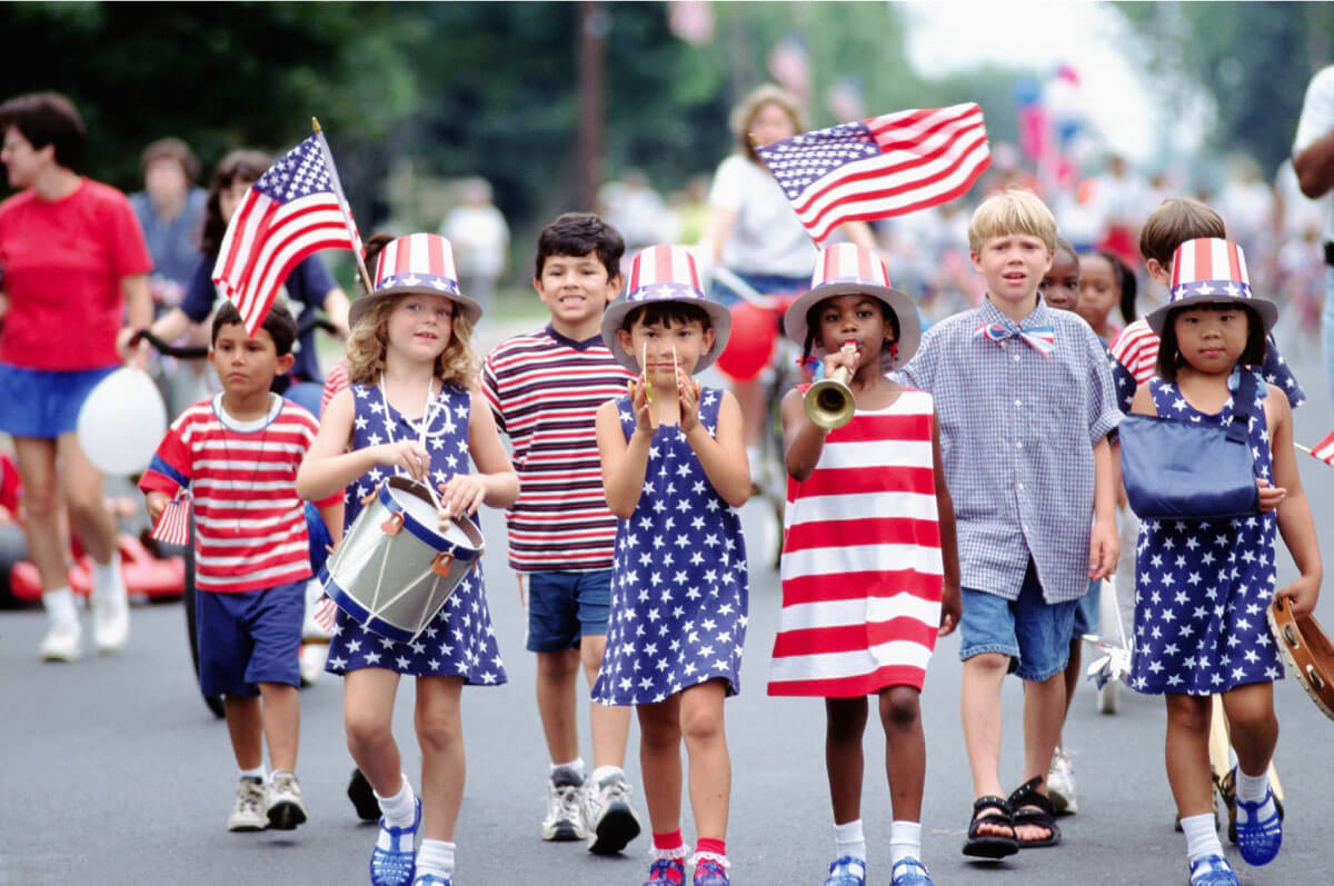 A group of children at the Boise, Idaho 4th of July Independence Day Parade