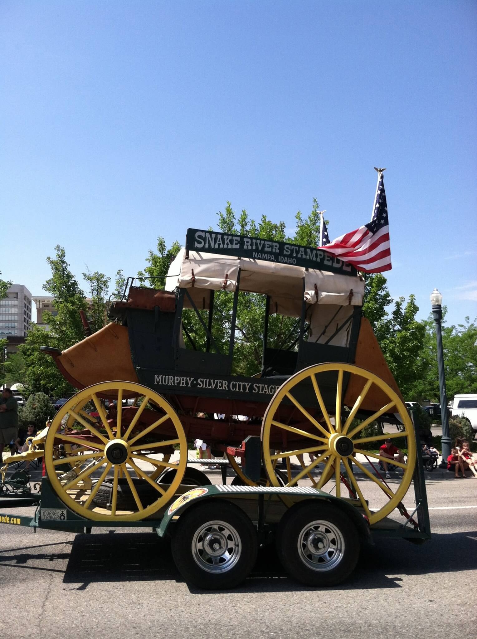 Historic Snake River Stampede stage coach displayed during the Boise 4th of July Parade