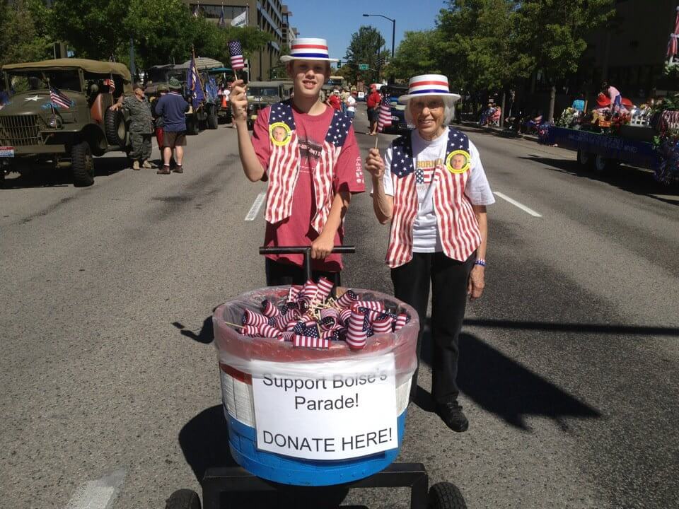 Volunteers taking donations for the Boise 4th of July Independence Day Parade