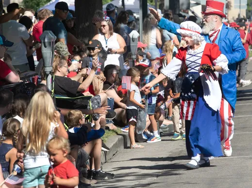 Besty Ross and Uncle Sam Handing Out Flags